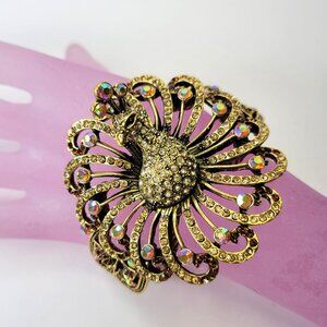 Gold Peacock Cuff Bracelet